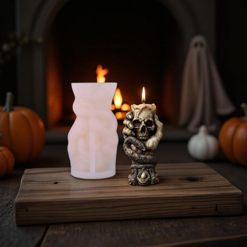 DIY Skull Skeleton Candle Mold Silicone Mold for Halloween Horror Atmosphere Scented Candle Making Flexible Non-Stick Mold