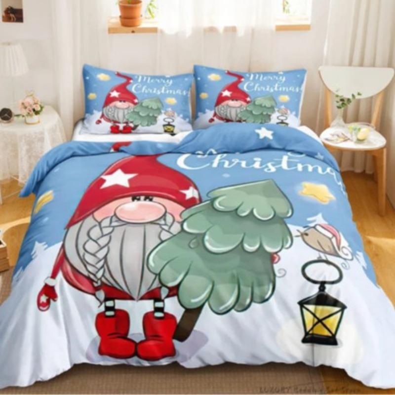 Home Textiles Three-Piece Purple Halloween Cartoon Digital Printing Quilt Pillowcase Bedding