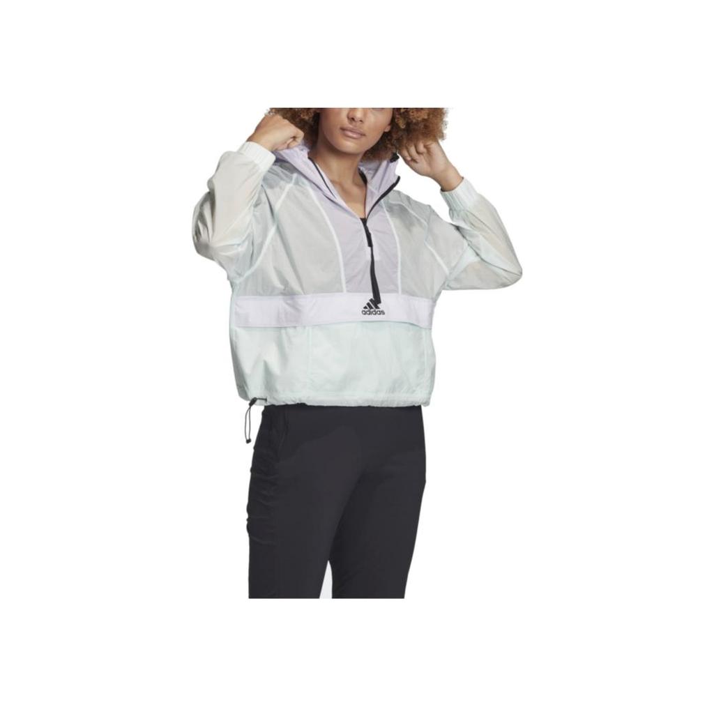adidas Chaqueta Deportiva con Capucha y Bolsillo Canguro Color Block para Mujer Chaqueta Lunares-Verde FI0585