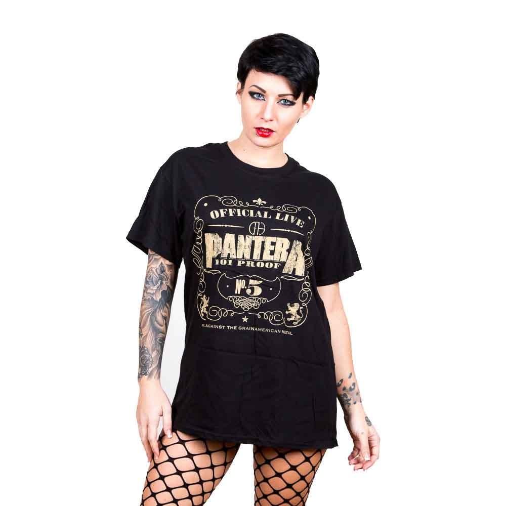 Pantera T  101 Proof Distressed band logo Official Mens Black Unisex T-Shirt S