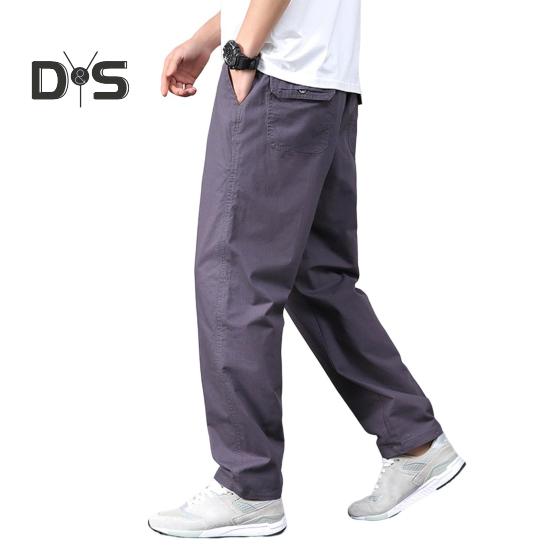 

Мужские брюки, прямые свободные брюки с несколькими карманами, однотонные, тонкие, со средней талией, повседневные, гладкие, мягкие, дышащие, мужские летние осенние брюки XL светло-серый