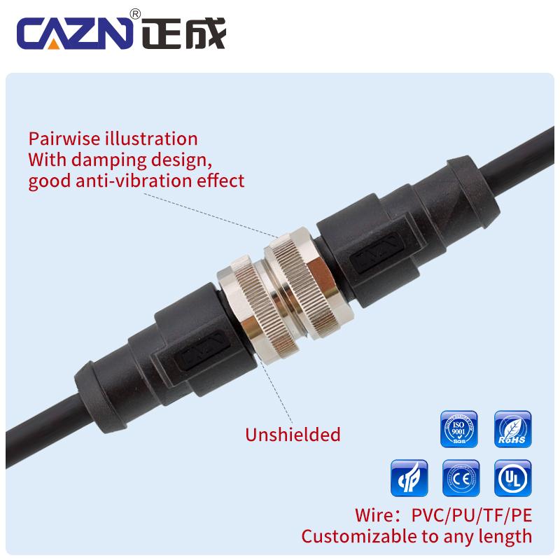 Straight Angled 3 4 5 6Pin 7/8 Unshielded Male Female Circular Plug With Wire Harness 1 2 5 Meter Overmolded Connector