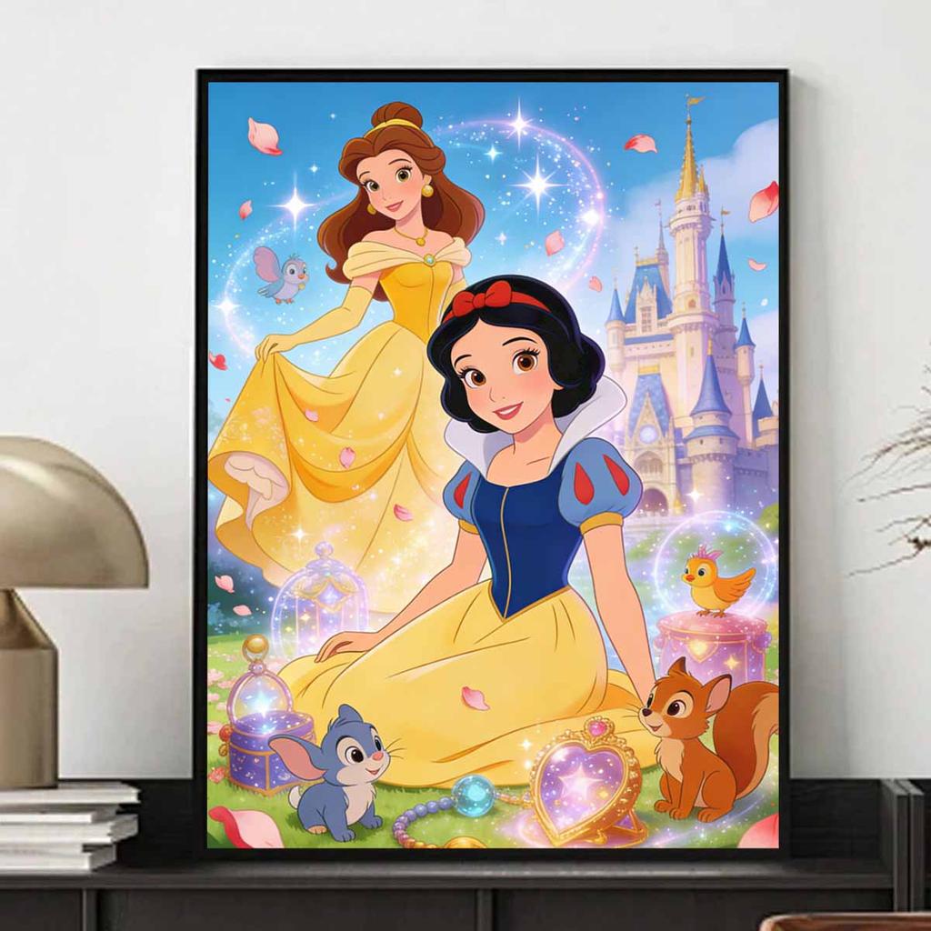 Disney Themed Diamond Painting Kit Snow White Belle Castle Handmade Diy Home Decoration for Beginners and Craft Lovers