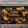 2D Luxury Black Gold Bokeh Birthday Photography Backdrop Banner
