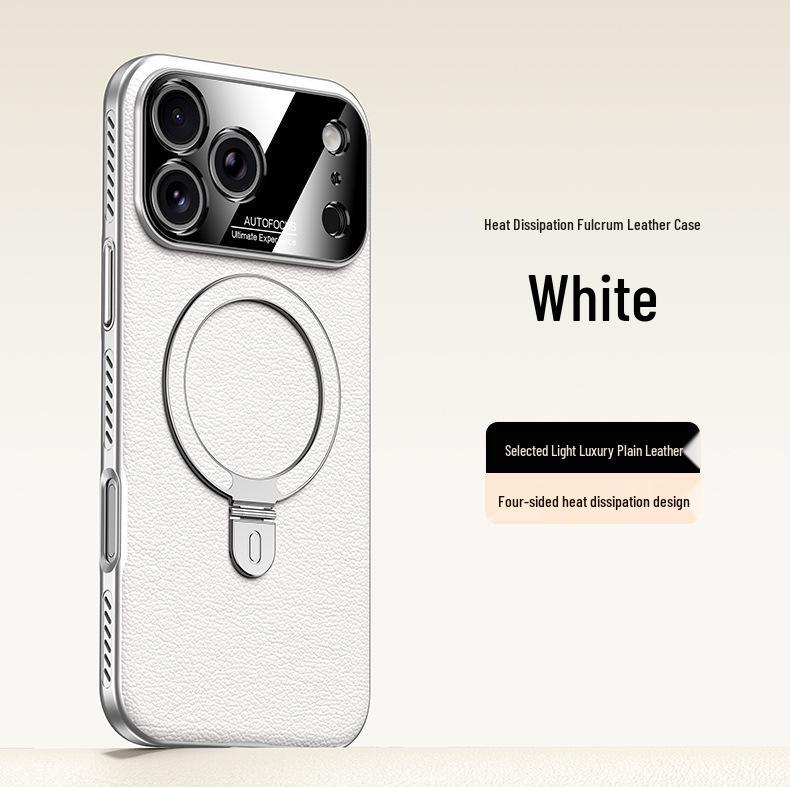 Apple 17 Pro Max PU-Lederhülle mit Ständer, Wärmeableitung & Magnetischer iPhone 17 Linsenschutz für Paare