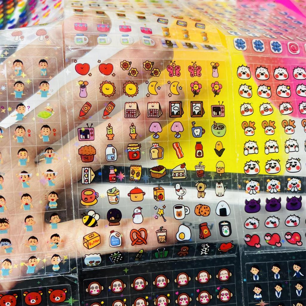 25Pcs 1750 Stickers MINI Cute emoji Cube Transparent Stickers PET DIY Scrapbooking Decor Sticker Phone Decal Journaling