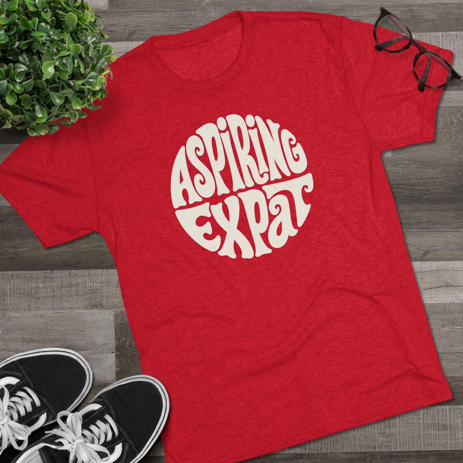 Aspiring Expat T-Shirt | Funny Travel Tee | Moving Abroad Gift | Digital Nomad Shirt | Retro Typography Graphic unisex Tee S