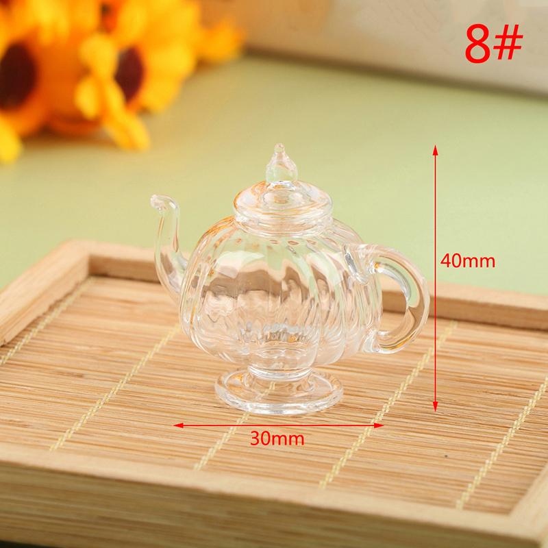 1:12 кукольных мини-стеклянных чашек с плоским дном/чайник на высоких ножках — фото 17