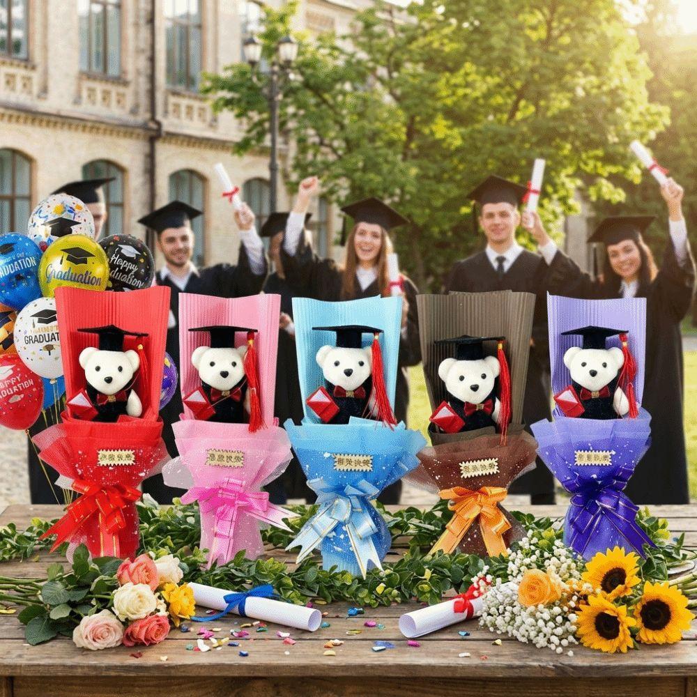 Simulated Graduation Bear Bouquet Animal Plush Toy Bouquet Stuffed Simulated Bear  Birthday