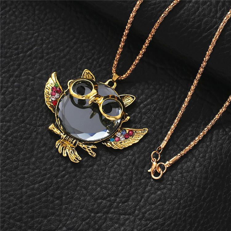 Owl Pendant Necklace for Women Colorful Vintage Style Minimalist Elegant Fashion Jewelry European American Trend Gift