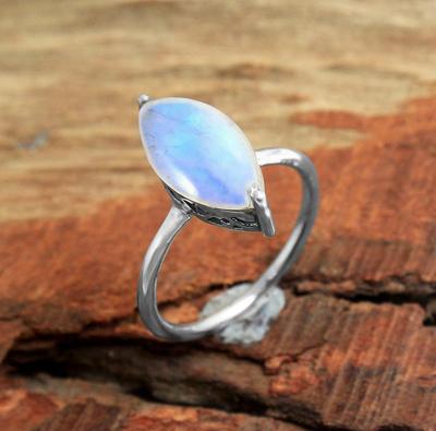 Δαχτυλίδι Moonstone, Φυσικό Δαχτυλίδι Birthstone, Ασήμι 925, Statement Ring, Χειροποίητο κόσμημα, Δώρο για εκείνη