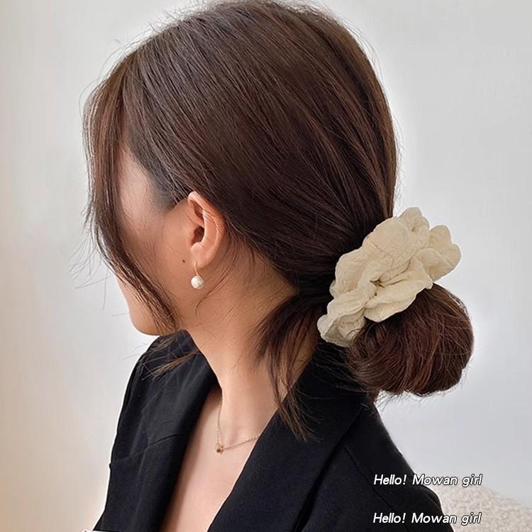 Black Beige Coffee Hair Loop Large Korean Puff Vintage Ponytail Holder Elastic Tie Hair Scrunchie Women Girl Hair Accessories