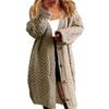 New Autumn and Winter Style Long Twisted Sweater Women's Solid Color Button-down Large Cardigan Coat