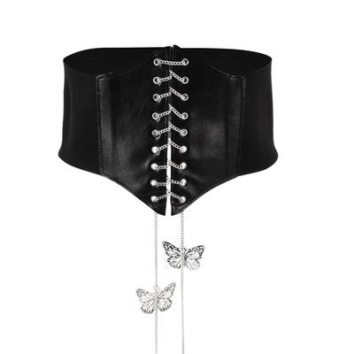 Schwarzer Korsettgürtel, einzigartiges Design, Vintage-Stil, PU-Leder, bequemer, langlebiger Taillenkorsettgürtel