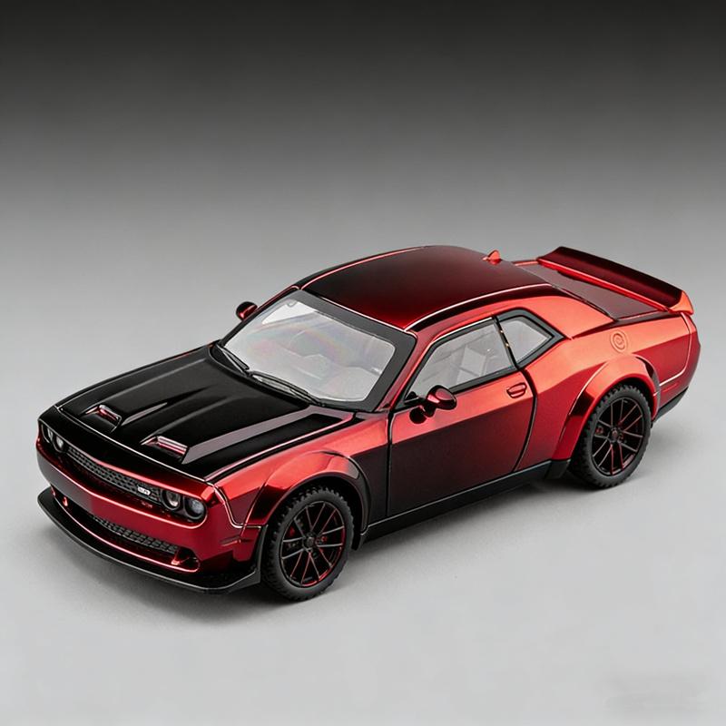 

1:32 Dodge Challenger SRT Hellcat Alloy Sports Car Model Diecasts Metal Racing Car Vehicles Model Sound Light Childrens Toy Gift