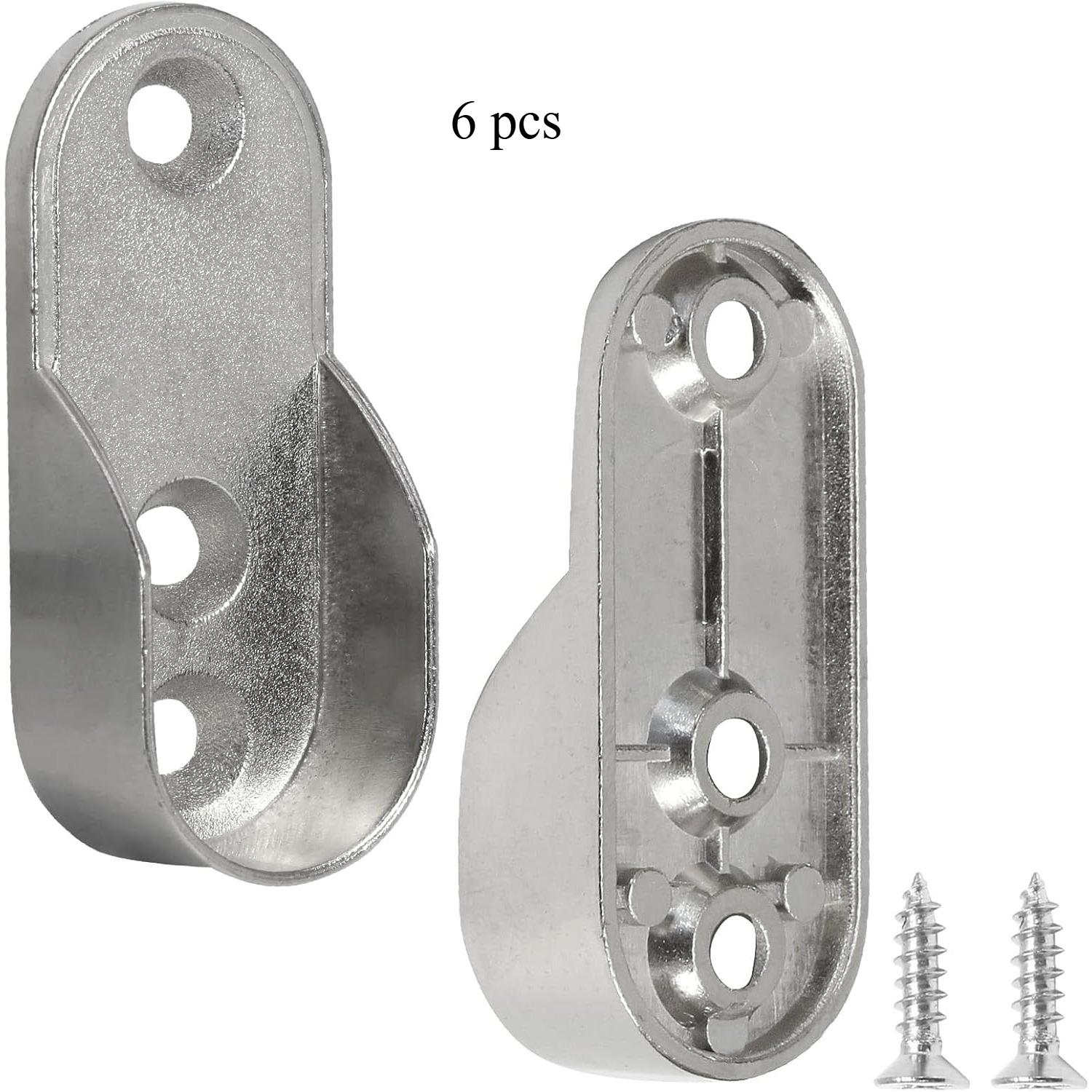 

12Pcs Zinc Alloy Oval Closet Rod End Supports | 3-Hole Wardrobe Rod Brackets Fit 15×30mm Rods with Screws