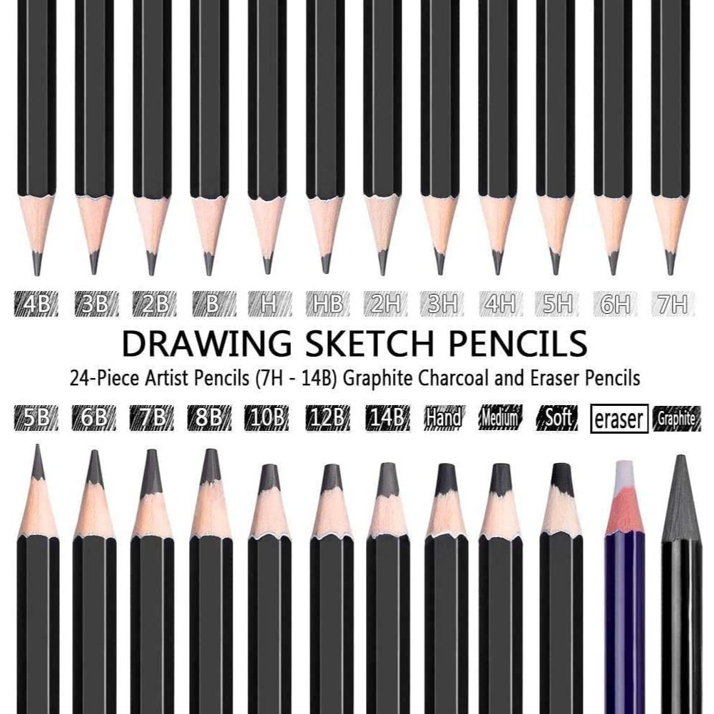 Kreslicí sada Grafitové Uhlové Kreslicí Tužky Sada Pro Umělce Sada Malování Stínování Kreslicí Sada Pro Děti&Dospělé Se Srolovacím Pouzdrem(35 ks)