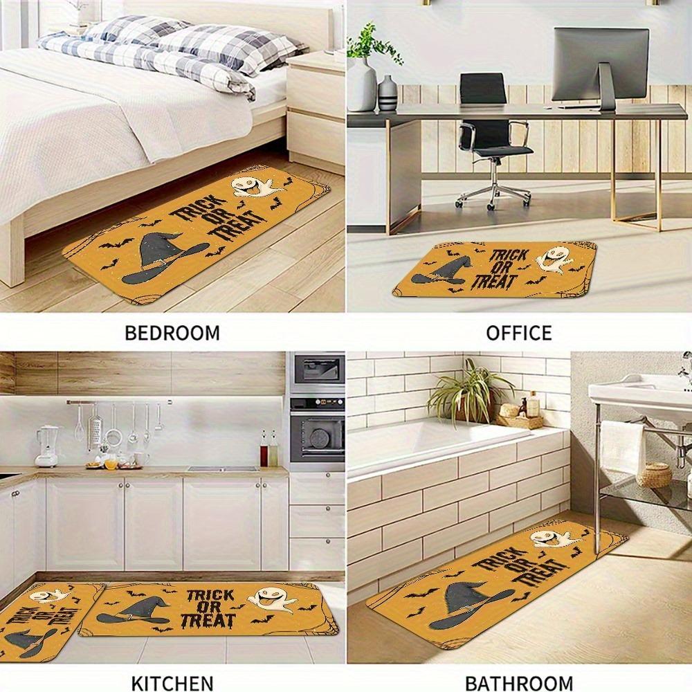 1PC Halloween Skull Crow Kitchen Rug Non-Slip Door Mat Pop Design Bathroom Rug Bath Mat Carpet for Home Sink Laundry Decor