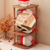 Stackable Wood Book Shelf 2/3/4 Tier Standing Cosmetic Holder Stable Countertop Organizer  Office