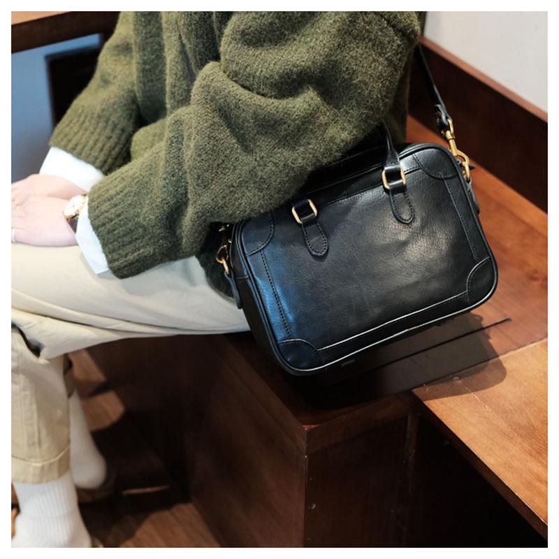 

Genuine Leather Vintage Women s Bag Casual Shoulder Bag Fashionable Cowhide Crossbody Small Bag Handbag чёрный