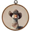 BCUANGD Vintage Animal Round Wall Art Decor - Retro Bear Neutral Wall Art Canvas Frame Artwork Prints, Rustic Moody Country Round Wall Hanging