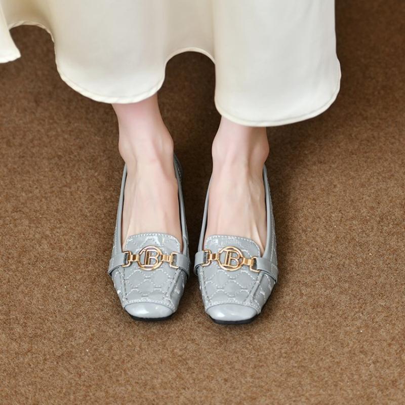 

Женская обувь на мягкой подошве Летние балетки Нескользящие Удобные Лоферы с квадратным носком 40 серый