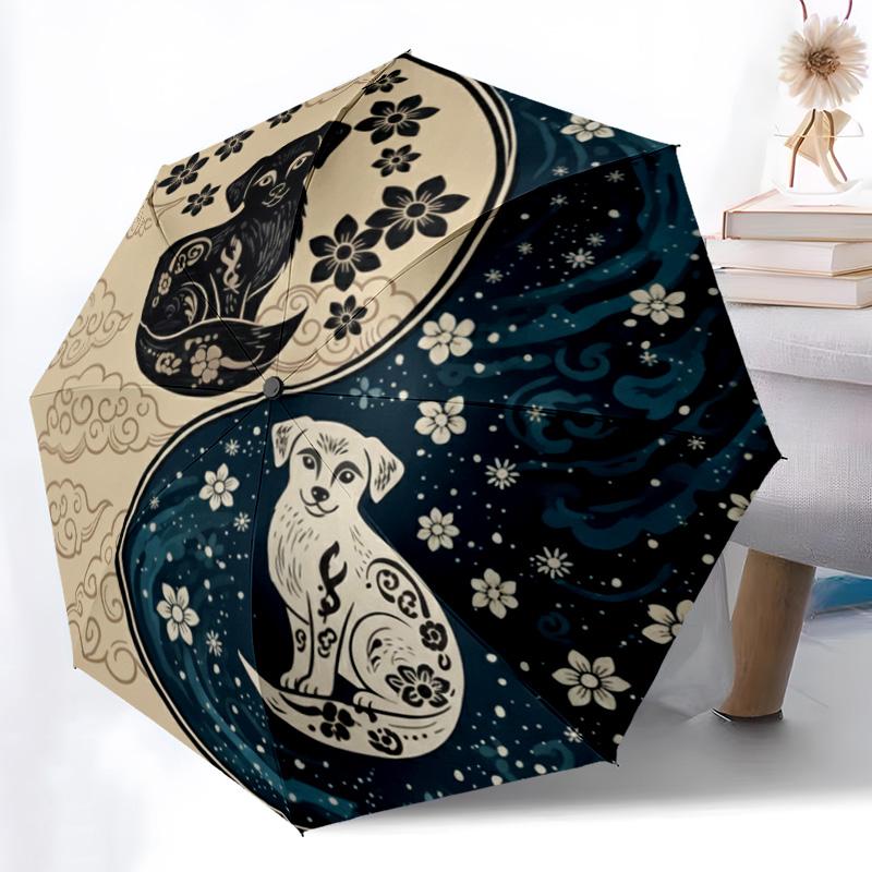 0106 Yin-Yang-Tier-Muster, automatischer Faltschirm, tragbares und faltbares Design, 8 Streben, ein Weihnachts- oder Geburtstagsgeschenk.