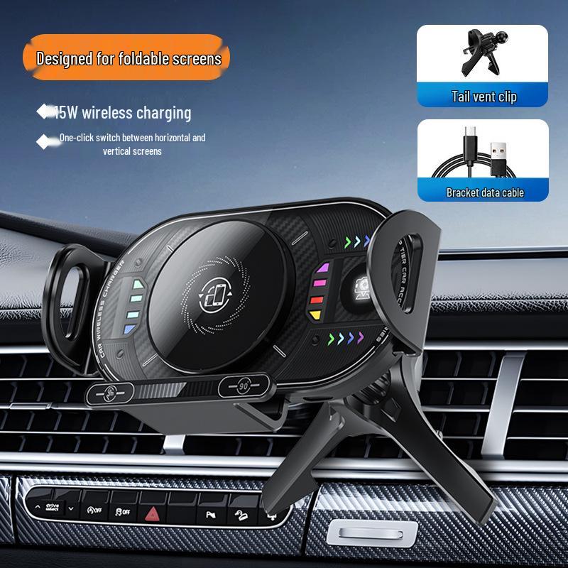2026 Foldable Screen Car Wireless Charger & Phone Holder, 360° Rotation, Compatible with Huawei Folding Phones