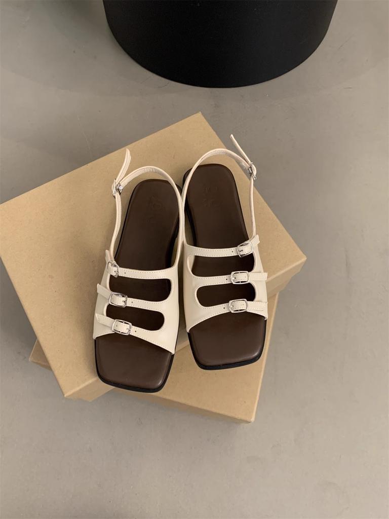Fashion Sandals Women's Summer 2025 New Retro French Fairy Wind Beach Seaside Fashion Soft Flat Roman Shoes