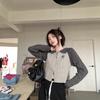 Cardigan short retro contrasting color design knitted sweater women's autumn short inner bottoming shirt double zipper sweater women