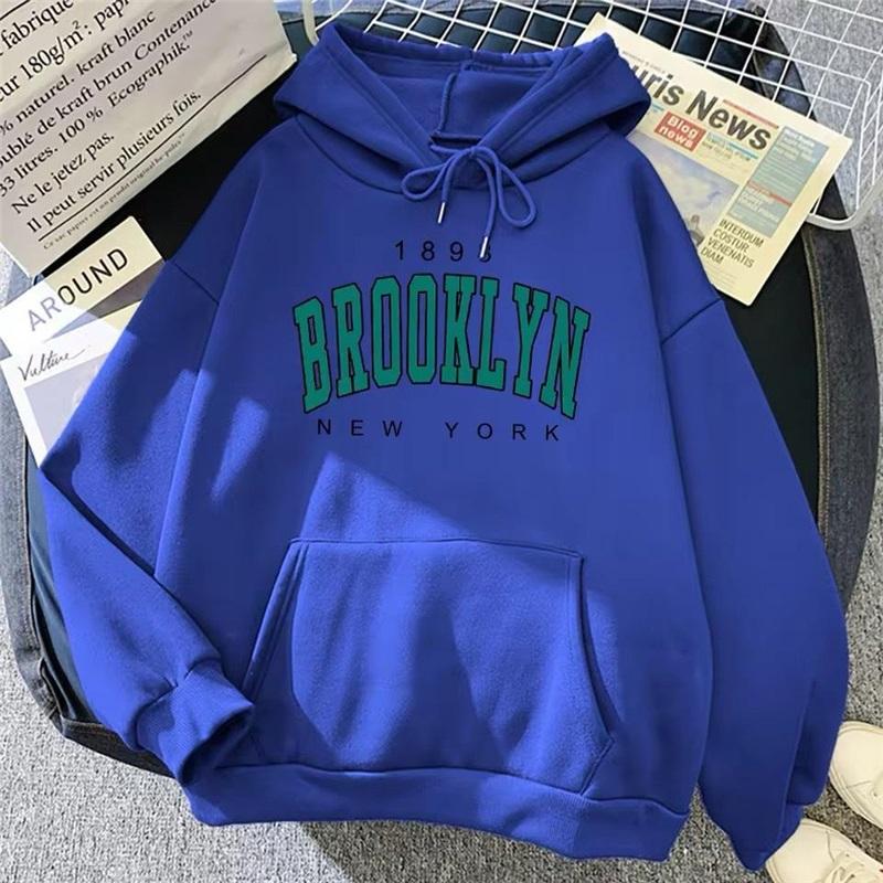 Hoodie met Letterprint Wafelpatroon Casual Pullover met Lange Mouwen