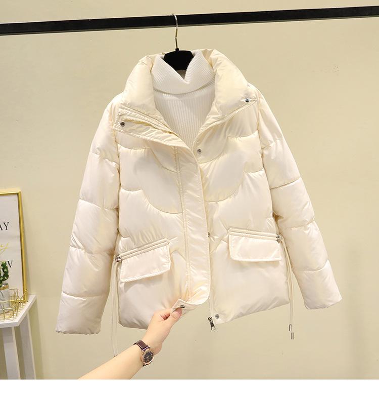 XL Glossy Down  Clothes for Women's Winter New Thickened Short  Jackets Loose Stand-up Collar Jackets