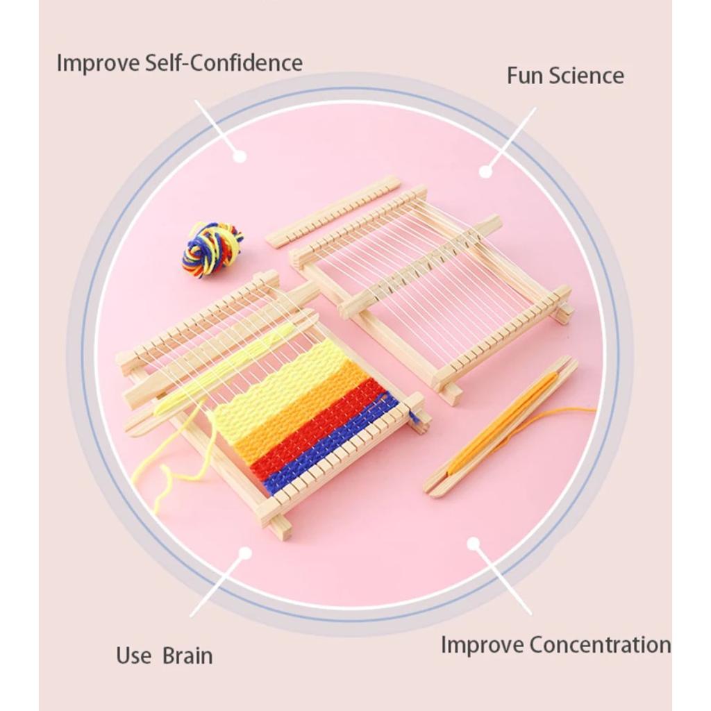 Children Wooden Diy Weave Loom Toys Set Pretend Play Hand Knitting Toys for Girls Household Knitting Machine Fine Motor Training