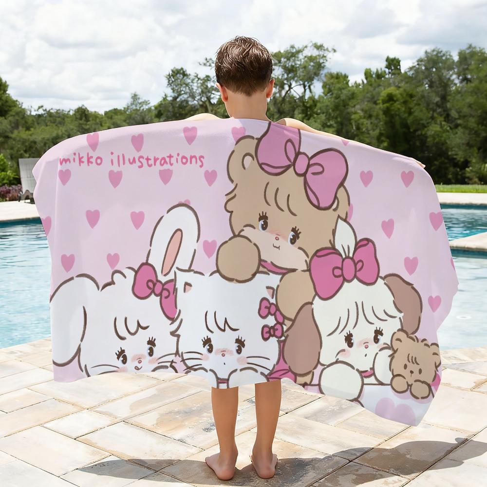 Cartoon M-Mikko Kawaii I-illustrations Towel Soft Lightweight Anti-Sand Large Beach Towel Quick-Drying Bath Sports Family