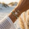 Vacation Style Metal Shell Crystal Beads Stackable Bracelets Set For Women Men Multilayer Bohemian Beach Bangle Summer Jewelry