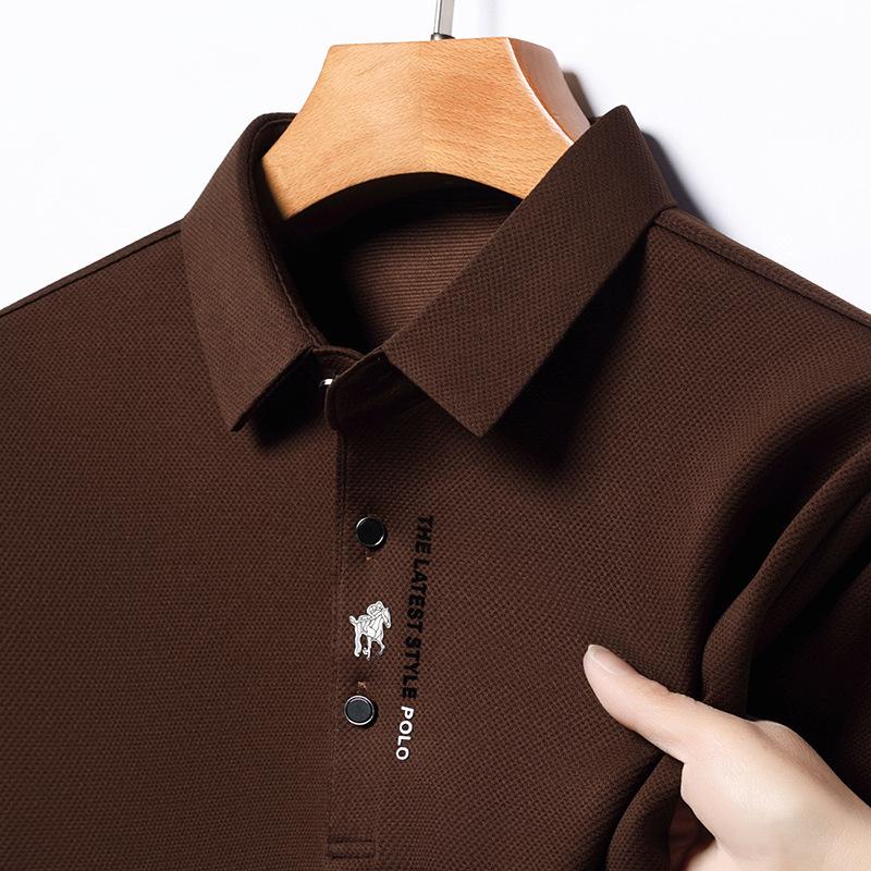 New Spring and Autumn Men's Long-sleeved T-shirts for Young and Middle-aged People Anti-wrinkle No-iron Long-sleeved Tops