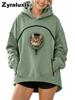 Sweat à capuche polaire à manches longues pour femme Manteau chaud d'hiver