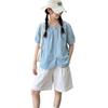 Girls' Korean Style Short-Sleeve Doll Shirt & Casual Shorts Two-Piece Summer Set