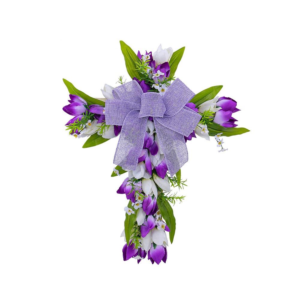 Cartoon Easter Tulip Flower Wreath Elegant Door Wreath Ornament  Home Party Decor