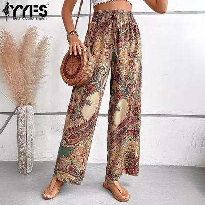 Damenmode Sommer Frühling Casual Blumenmuster Druck Mittlere Taille Hosen Hosen & Capris