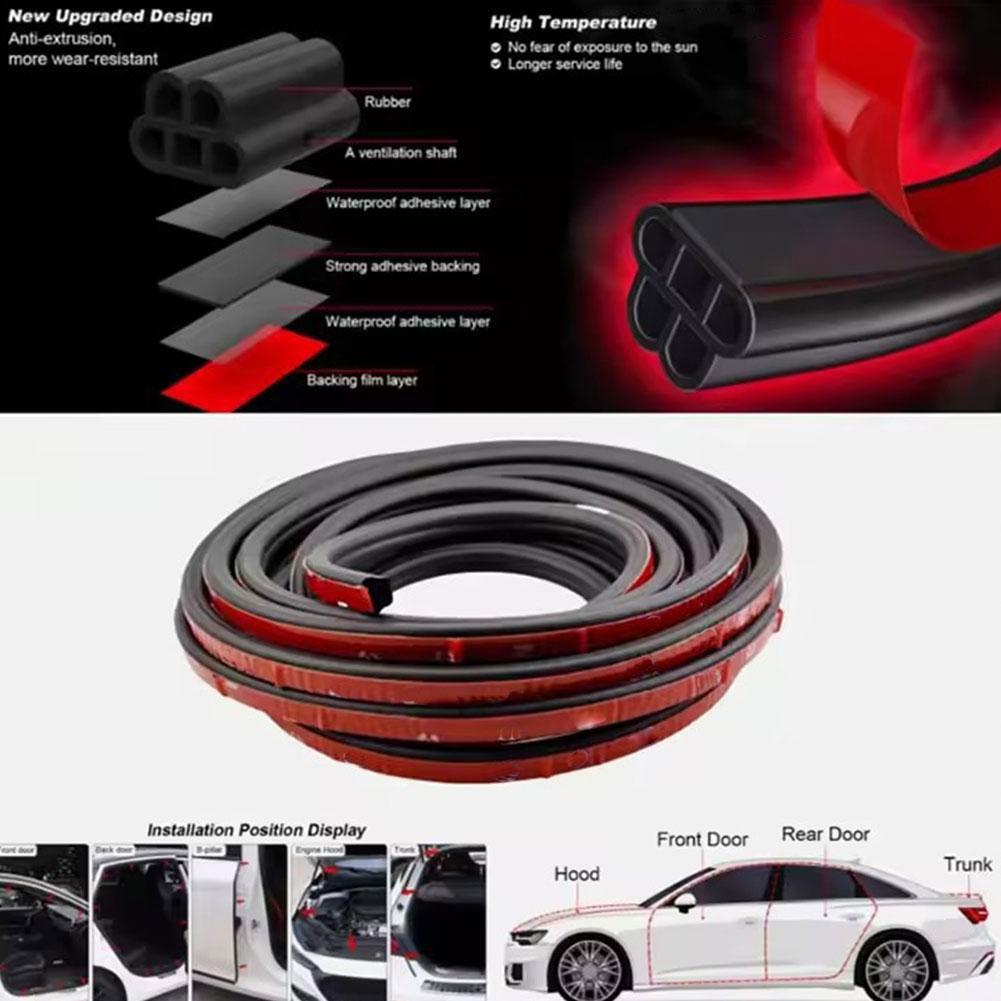 5m Car Door Seal Strip Auto Rubber Sealant 5holes B Type Noise Insulation Anti-Dust Soundproofing Car Sealing Strips Accessories