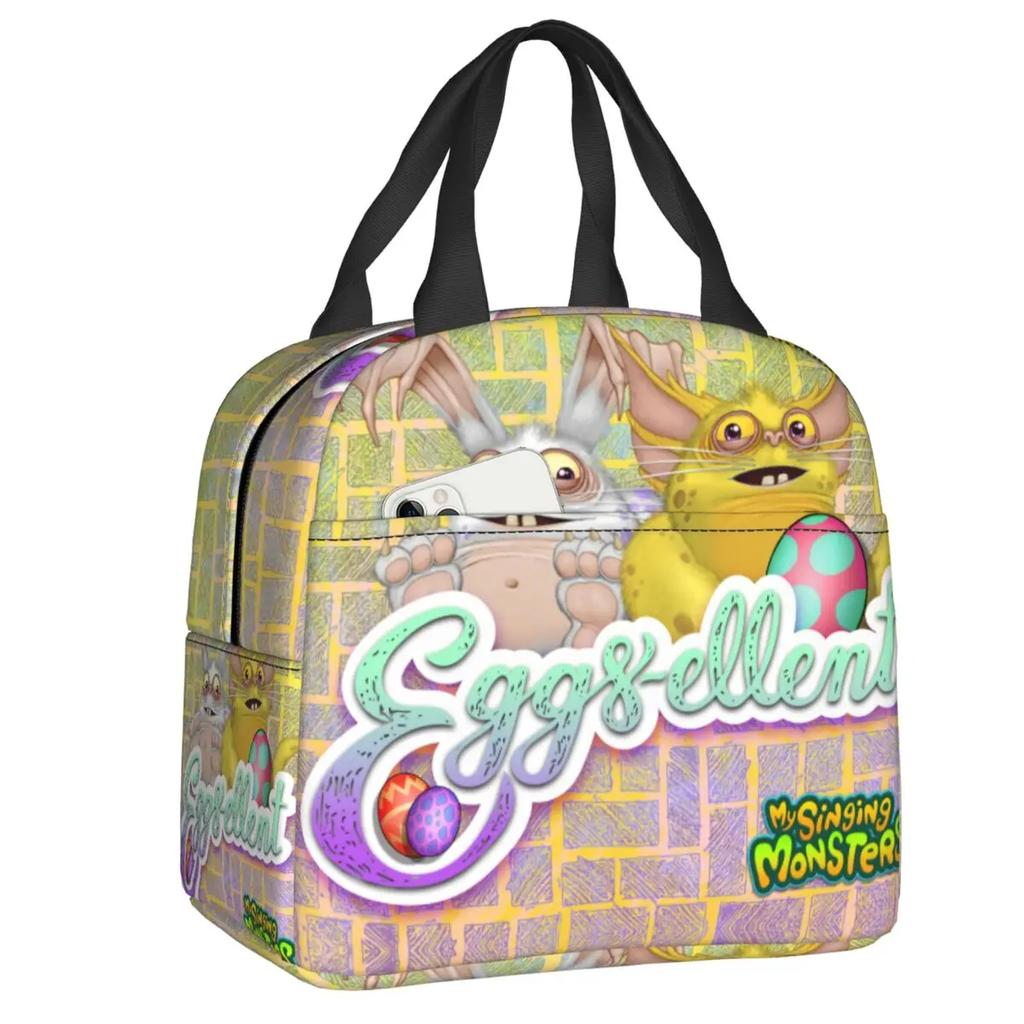 My Singing Monsters Cartoon Insulated Lunch Bag for Camping Travel Video Game Waterproof Thermal Cooler Bento Box Women Kids