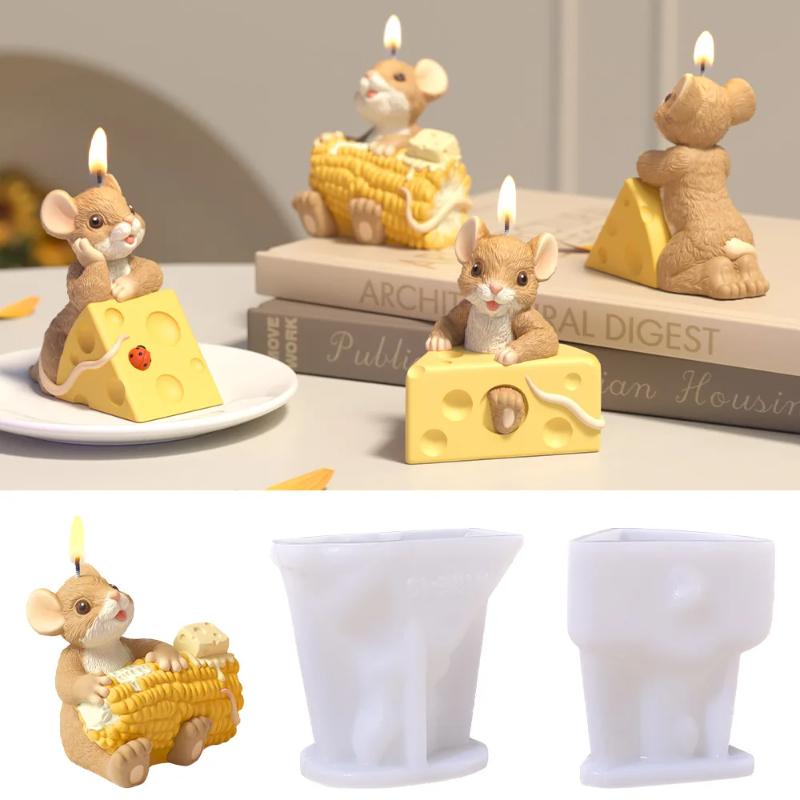 3D Mouse Cheese Aromatherapy Candle Silicone Mold DIY Handmade Romantic Scented Valentine's Day Party Home Decor Birthday Gift