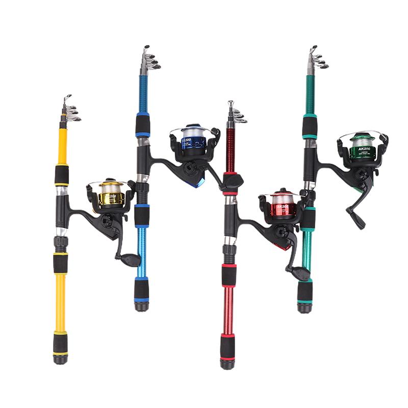 1.8M Telescopic Fishing Rod Spinning Fishing Reel Set Portable Seaing Pole Throwing Rod Remote Fiberglass Gear