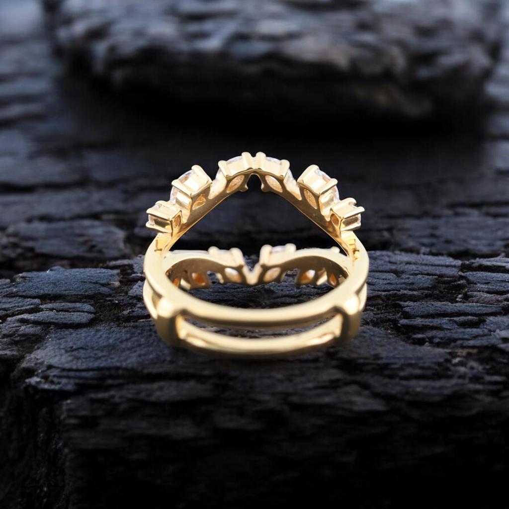 Unique Moissanite Ring Enhancer Sterling Silver Moissanite Wedding Band Stacking Matching Rings For Women Handmade Jewelry