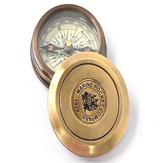 

5.08 cm Compass Replica Brass Pocket Transit Compass Robert Frost Poem