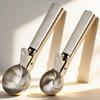2pcs Dual Use Stainless Steel Ice Cream Circular Scoop Portable Fruit Scoop Metal Cookie Dough Scooper Kitchen Baking & Cooking
