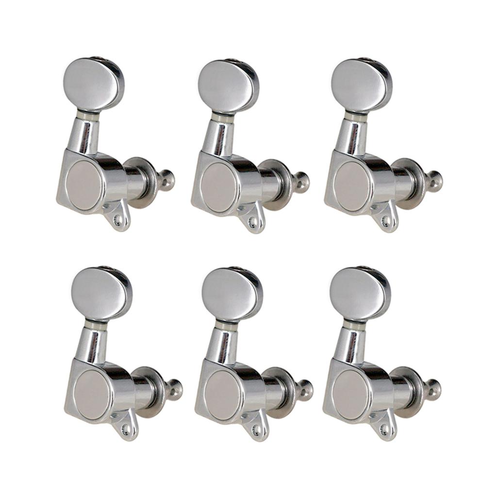 Guitar String Tuning Pegs Tuning Machines Sealed Machine Heads Tuning Keys Oval Button 6 Right for Electric Guitar or
