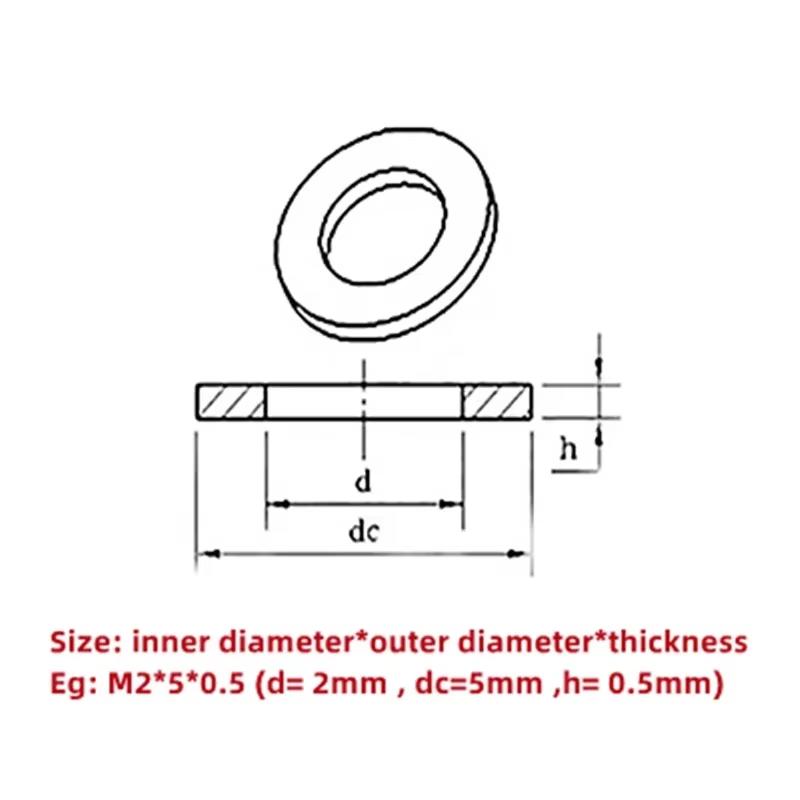 M1.6/ M2/ M2.5/ M3/ M4/ M5/ M6/ M8-M30 Large Flat Washer 304 Stainless Steel Big Metal Gasket Meson Plain Washers