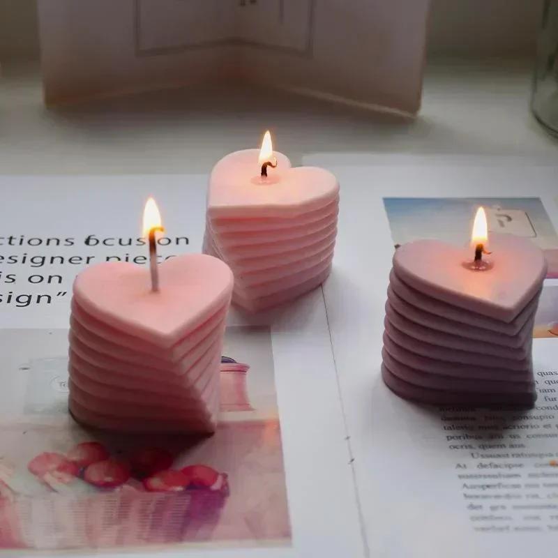 Rotating Love Candle Mold Stacking Heart-shaped Aromatic Valentines Day DIY Chocolate Candy Molds Cake Decoration